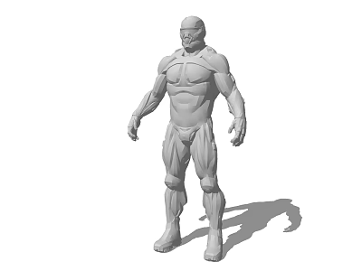 Muscular Sci Fi Game Character 3D Model With Armor Helmet Standing Pose 3d model