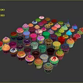 Colorful Decorated Cupcakes With Various Toppings And Vibrant Wrappers For Daily Use