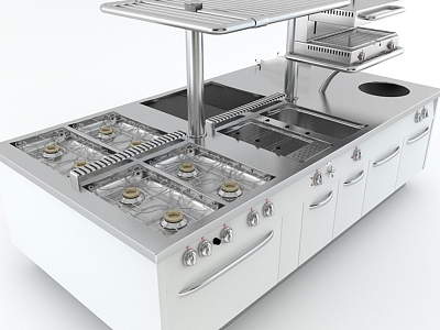 Modern Business Equipment Cafe Restaurant Plate Oven Gas Stove 3d model