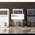 Modern Water Dispensers With Digital Temperature Display And Mugs In Front White Gray Black