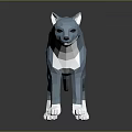 Low Poly Blue Cat Model With Geometric Design And White Paws