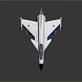 Fighter Jet Model With Blue Stripes And Missiles On Gray Background 3d model