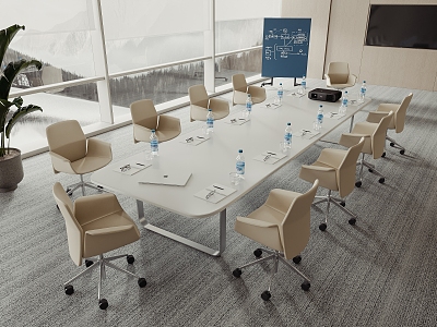 Modern Conference Table and Chair Conference Table and Chair Combination 3d model