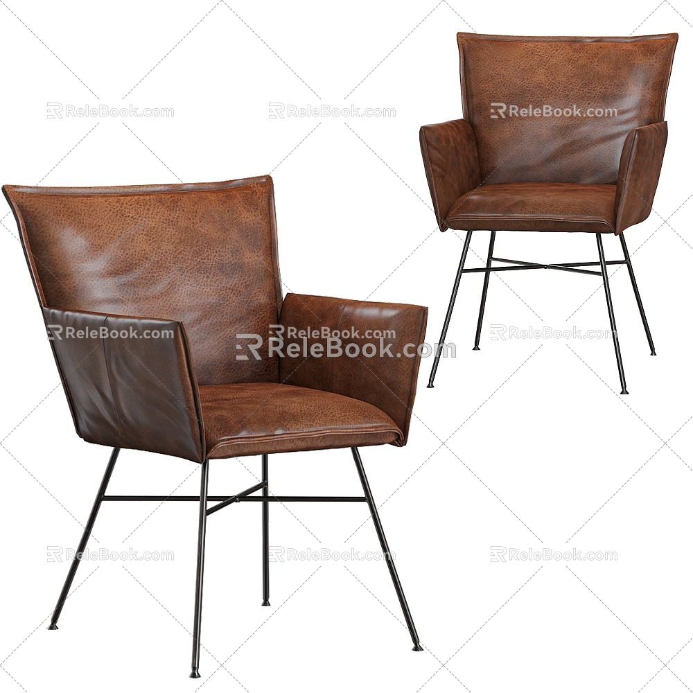 Modern Leather Retro Single Chair 3d model