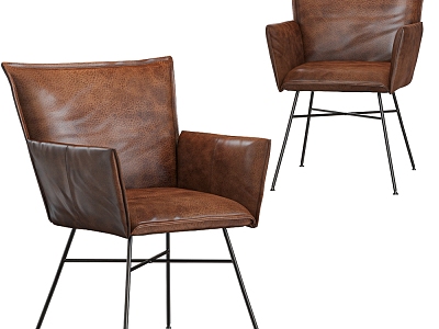 Modern Leather Retro Single Chair 3d model