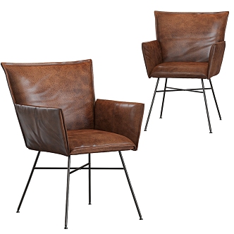 Modern Leather Retro Single Chair 3d model