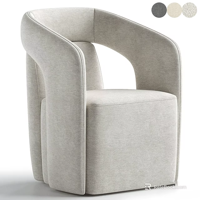 Modern Light Gray Upholstered Accent Chair With Curved Armrest And Comfortable Seat 3d model 