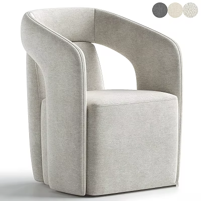 Modern Light Gray Upholstered Accent Chair With Curved Armrest And Comfortable Seat 3d model