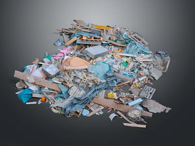 Pile of Mixed Waste Including Plastic Paper Wood And Metal Pieces 3d model