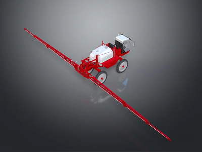 Red And White Agricultural Sprayer With Long Boom For Farm Crop Spraying 3d model