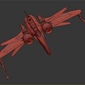 Striking Red and White Fighter Jet with Sleek Wings Multiple Engines Detailed Sci Fi Model 3d model