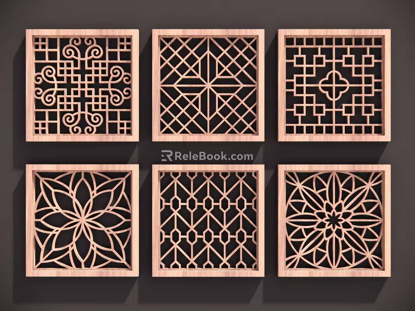 Square Hollow Pane Flower Window 02 3d model
