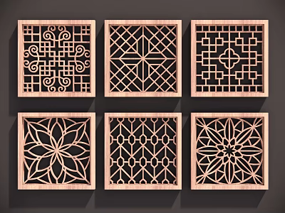 Square Hollow Pane Flower Window 02 3d model
