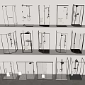 Shower shower partition shower towel rack 3d model