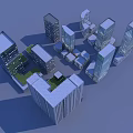 Modern Urban Building Complex With High Rise Glass Facades Green Rooftops And Open Spaces