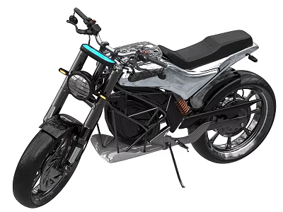 Modern Electric Motorcycle With Silver Black Body Headlight And Black Seat 3d model