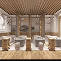 Bright Modern Beauty Hair Salon Interior With Wooden Decor Mirrors And Comfortable Seats