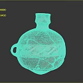 Sculpture Carving of Red Pottery Jar With White Decorative Patterns Handle And Cracks