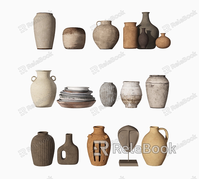 Wind Middle Ancient Clay Pot Ceramic Utensils Vase Ornaments Earth Bowl Chen Jewelry model