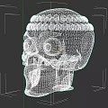 Industrial Equipment Skull Shaped Model With Metal Decor And Blue Glass Eyes