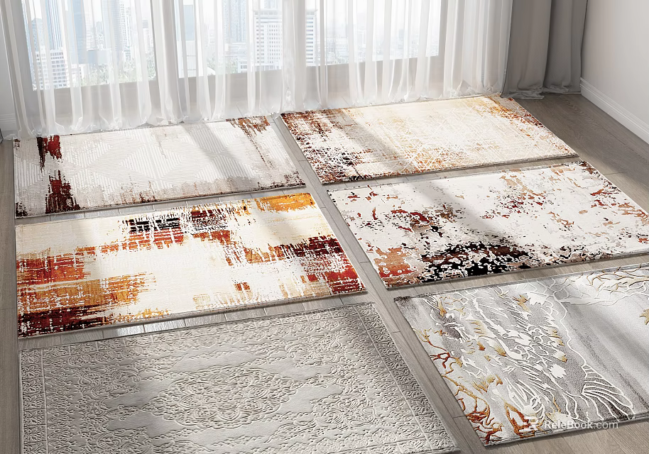 Modern Colorful Abstract Pattern Square Rugs with Soft Texture for Living Room Decor 3d model 