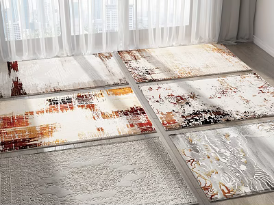 Modern Colorful Abstract Pattern Square Rugs with Soft Texture for Living Room Decor 3d model