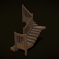 Wooden Staircase With Railings And L Shaped Design For Modern Interior