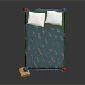 Blue Metal Kids Bed With Red Spherical Decor Green Mattress Blue Bedspread And Yellow Box
