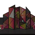 Colorful Modern Environmental Initiative Display With Geometric Panels And 2022 Elements 3d model