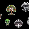 Electronic Devices Decorative Stickers Featuring Butterfly Tree Alien UFO Lion Designs
