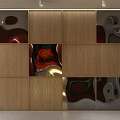 Modern Hotel Corridor With Wooden Panel Walls Recessed Lighting And Decorative Painting