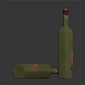Green Glass Bottle With Red Cap And Decorative Gold Pattern Box On Black Surface