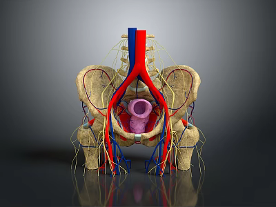 Medical Device 3D Pelvic Anatomy Model Displaying Vascular Nervous System Structures 3d model