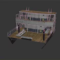 Two Level Wooden Deck Boat Featuring Upper Lower Deck Seating Area And Railing