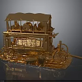 Intricate Golden Carriage Model With Canopy Wheels Barrels And Base