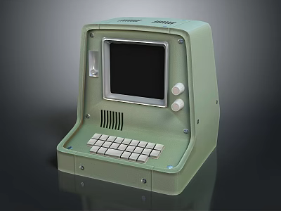 Retro Green Computer With Compact Screen Integrated Keyboard And Vintage Design 3d model