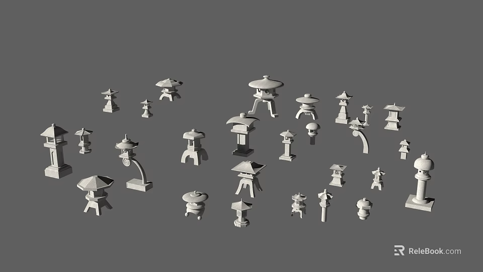 Various Traditional Design Outdoor Lights With Different Shapes And Decorative Styles 3d model 