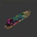 Vintage Green Steam Train Model With Black Accents On Gray Background 3d model