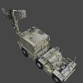 Beige Military Truck With Large Cargo Body And Multiple Rugged Wheels