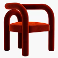 Modern Upholstered Leisure Chair with Curved Arms Available in Red Green Gray Blue Colors