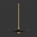 Durable Hardware Tool Pickaxe With Wooden Handle And Metal Head For Construction Work 3d model