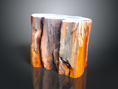 Natural Wooden Stone Stump Decorative Furniture With Unique Texture And Warm Tones 3d model