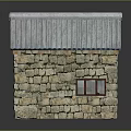 Rustic Small Stone Cottage With Metal Roof Red Door And Windows