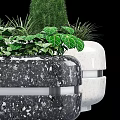 White And Black Roadside Planters With Green Shrubs And Decorative Plants For Urban Streets