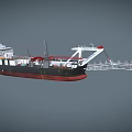 Large Offshore Engineering Ship With White Black Hull And Extended Mechanical Arm 3d model