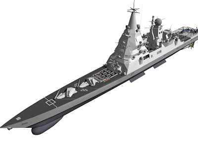 Modern Naval Warship With Advanced Radar System Gray Hull And Weapon Systems 3d model