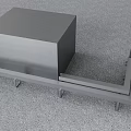 Gray Structural Cube Mounted On Metal Support Frame With Legs