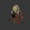 Red and Gray Astronaut Spacesuit with Gold Visor Helmet and Chest Gear