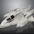 White Spacecraft Model With Detailed Design Multiple Engines And Cockpit For Space Exploration