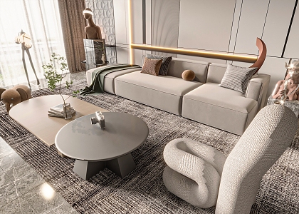 Sofa coffee table combination 3d model